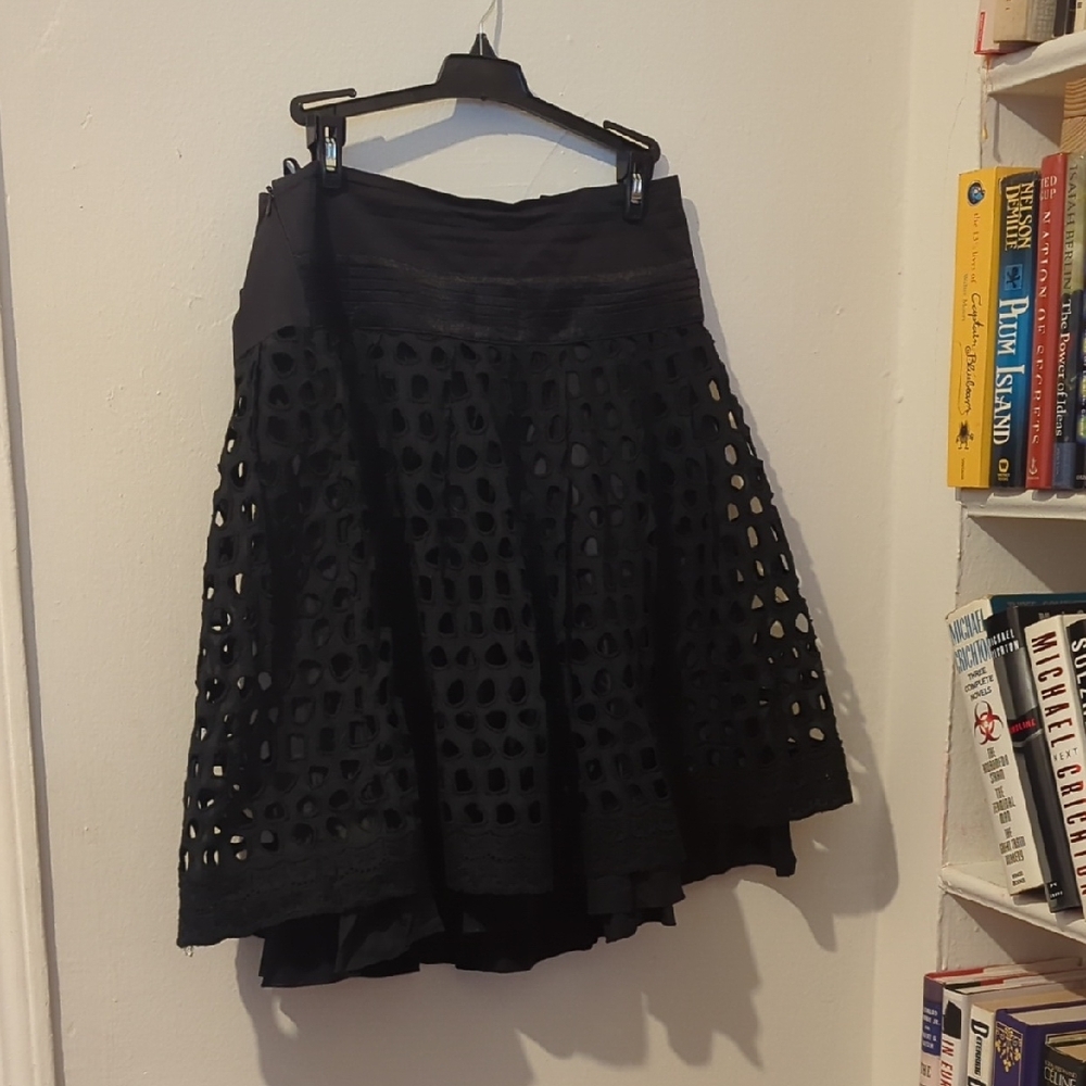 Azi Elegant Black Eyelet Women's Skirt Size 6